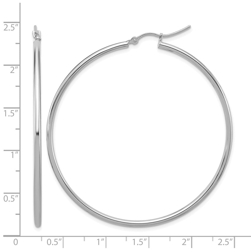 10K White Gold Polished Hinged Hoop Earrings