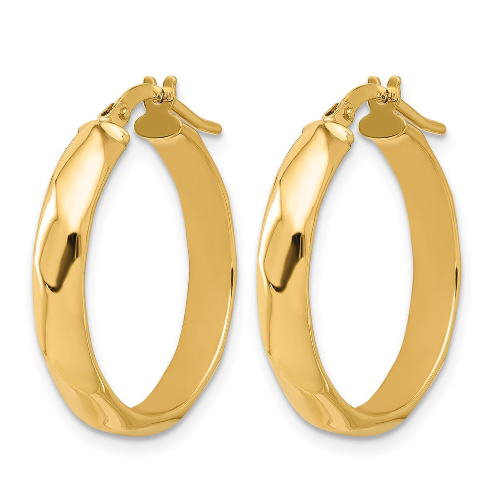 10K Yellow Gold Polished Twisted Round Hoop Earrings
