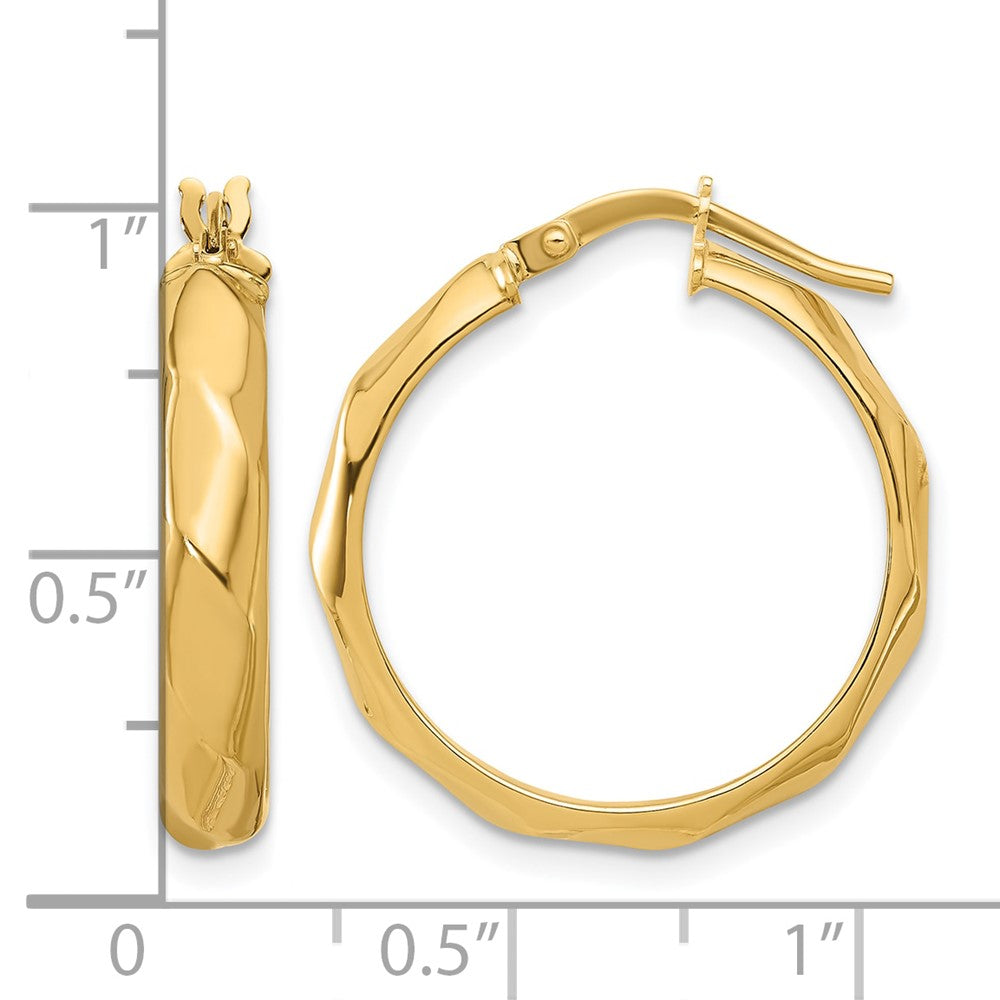 10K Yellow Gold Polished Twisted Round Hoop Earrings