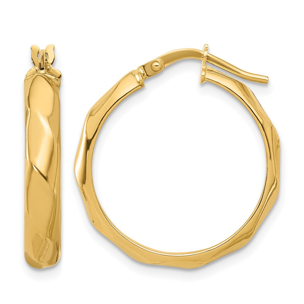 10K Yellow Gold Polished Twisted Round Hoop Earrings