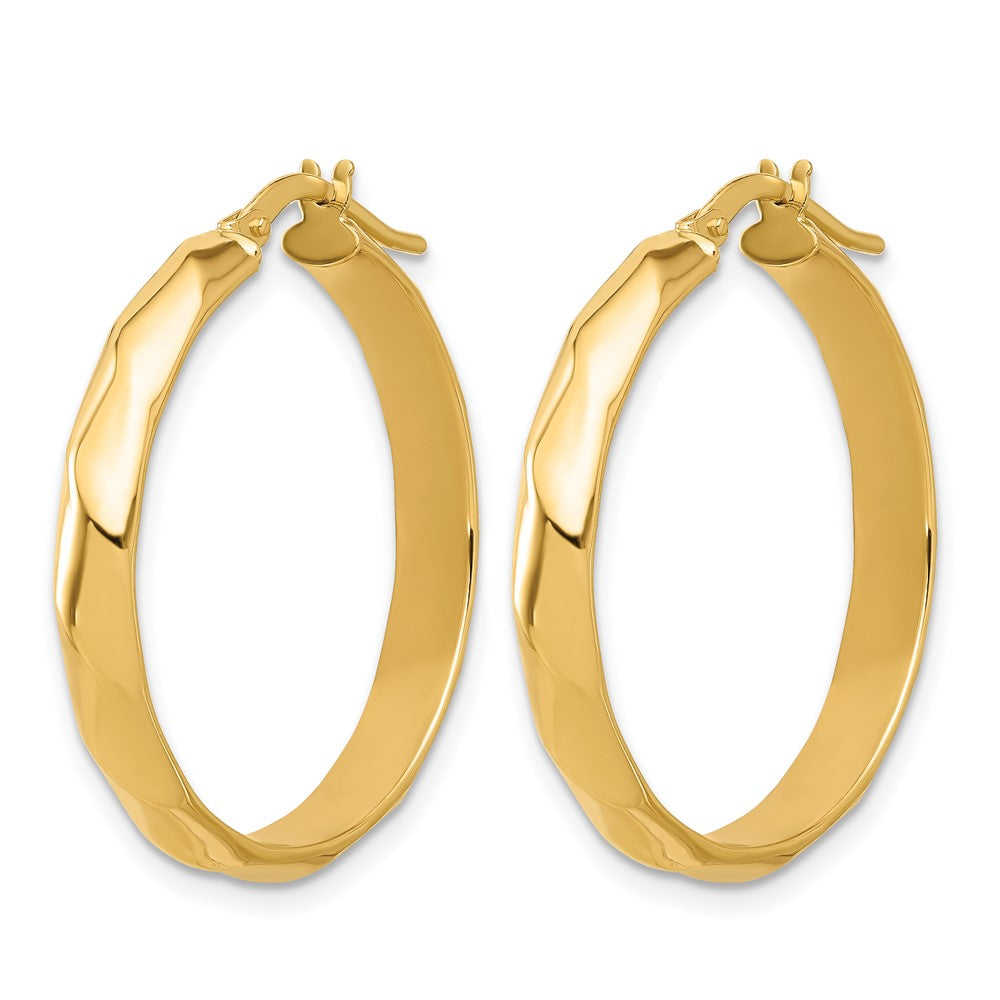 10K Yellow Gold Polished Twisted Round Hoop Earrings