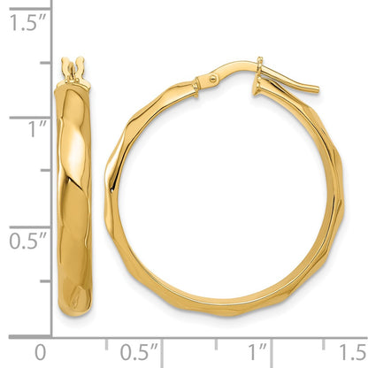 10K Yellow Gold Polished Twisted Round Hoop Earrings