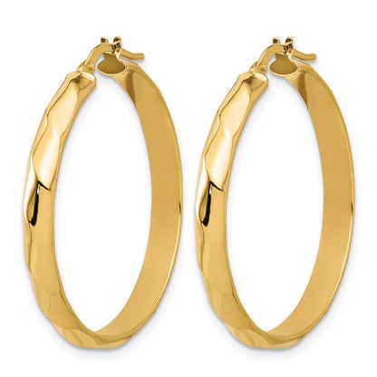 10K Yellow Gold Polished Twisted Round Hoop Earrings