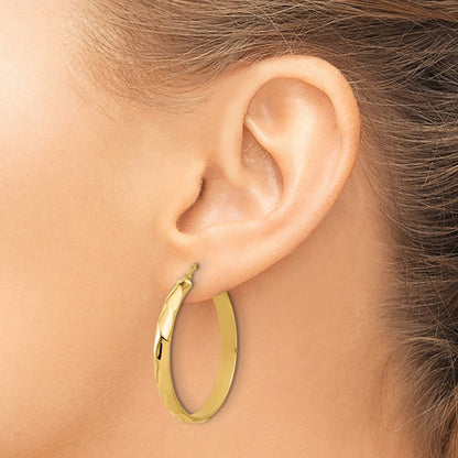 10K Yellow Gold Polished Twisted Round Hoop Earrings