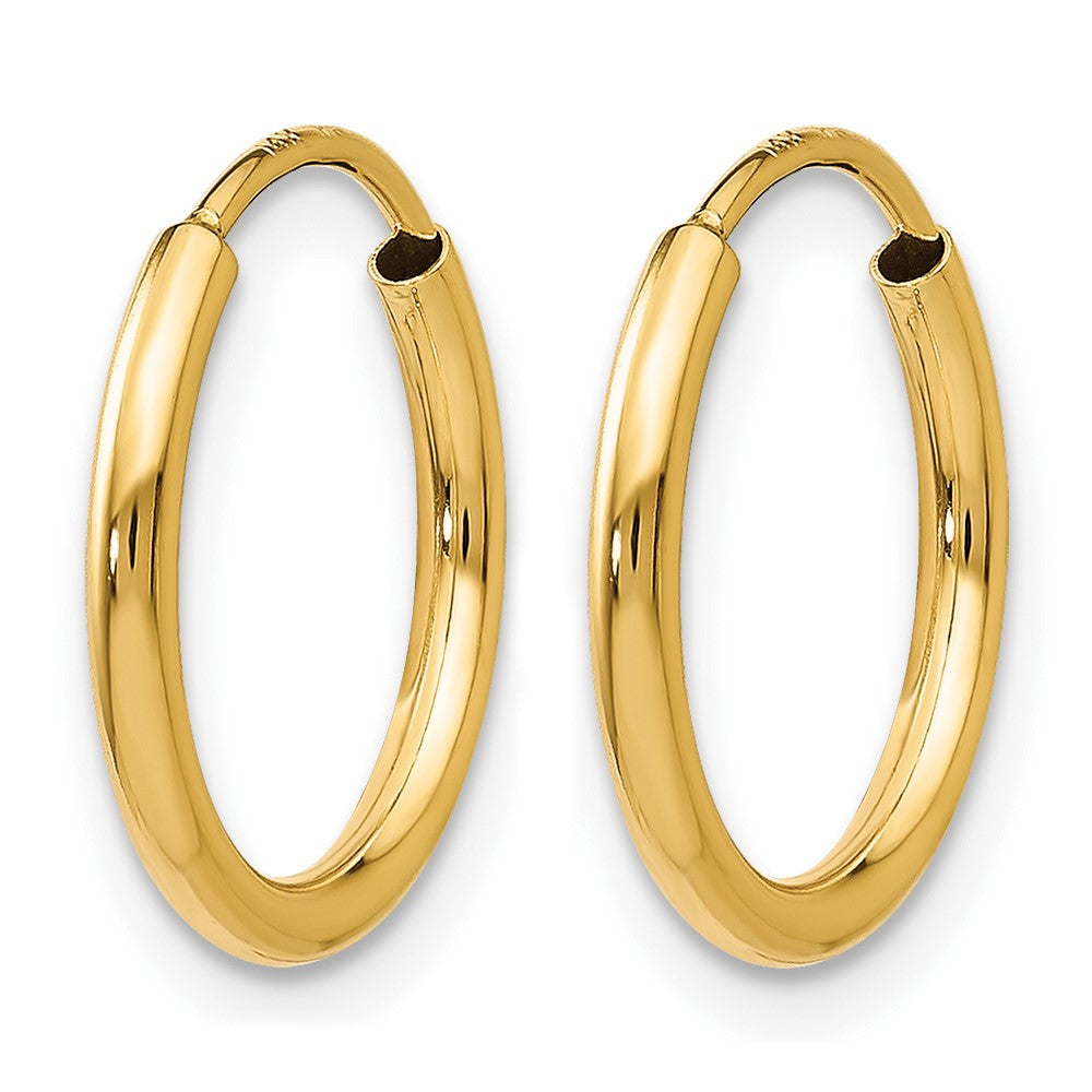 10K Yellow Gold 1.2mm Polished Round Endless Hoop Earrings