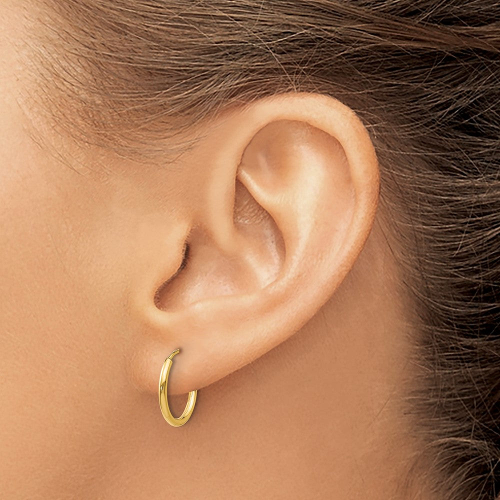 10K Yellow Gold 1.2mm Polished Round Endless Hoop Earrings