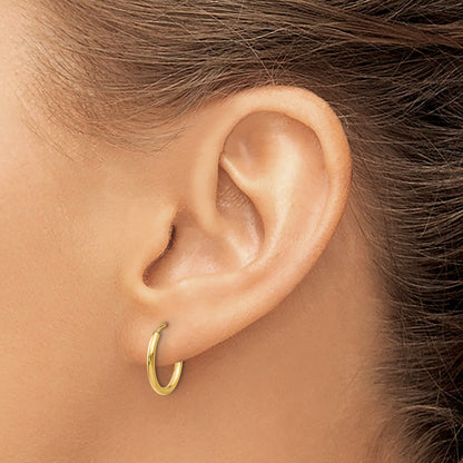 10K Yellow Gold 1.2mm Polished Round Endless Hoop Earrings