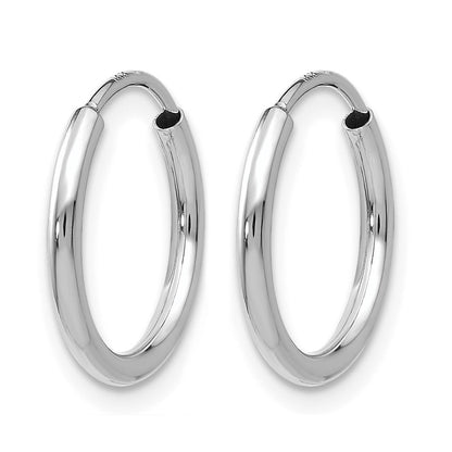 10K White Gold 1.2mm Polished Endless Hoop Earrings