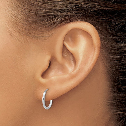 10K White Gold 1.2mm Polished Endless Hoop Earrings
