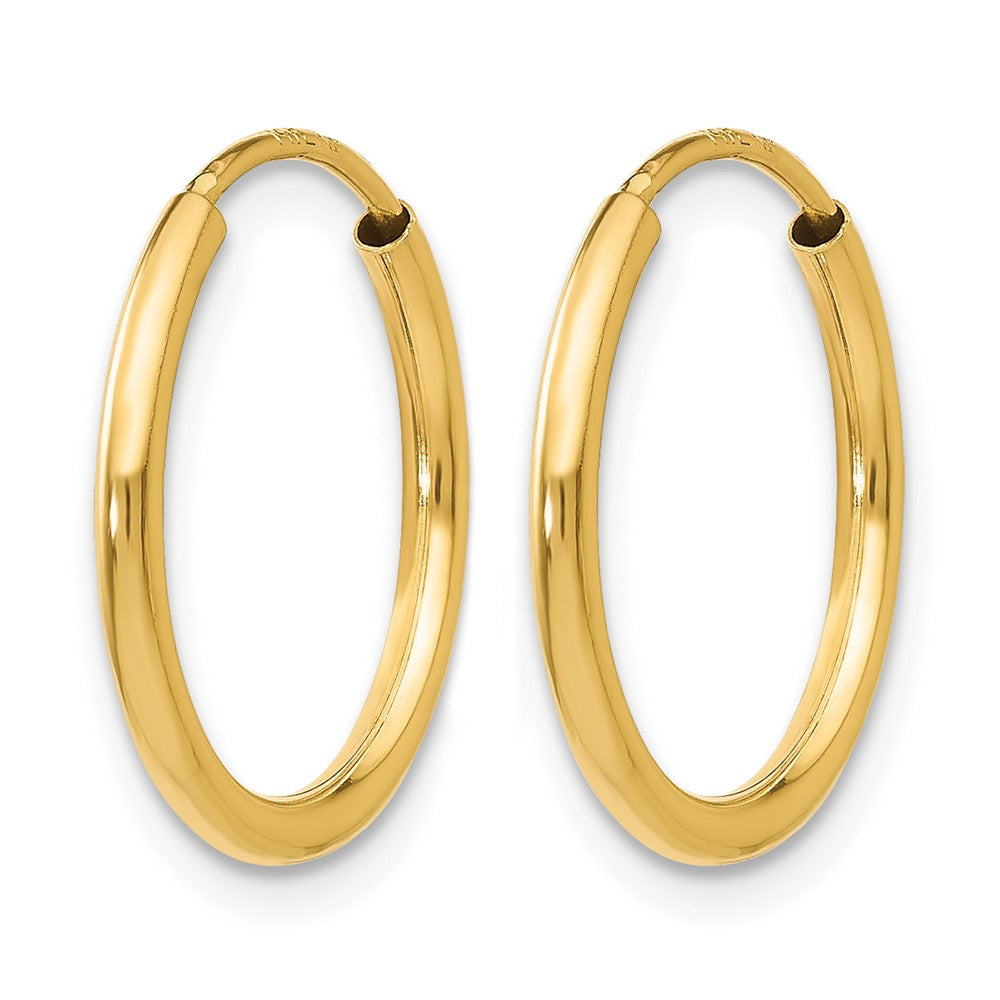 10K Yellow Gold 1.2mm Polished Round Endless Hoop Earrings