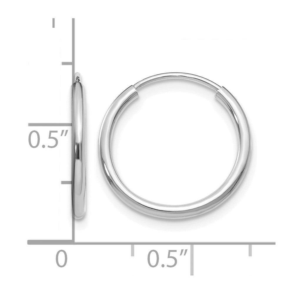 10K White Gold 1.2mm Polished Endless Hoop Earrings