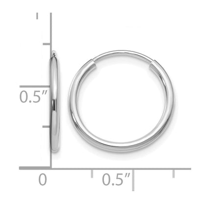 10K White Gold 1.2mm Polished Endless Hoop Earrings