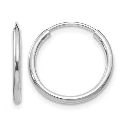 10K White Gold 1.2mm Polished Endless Hoop Earrings