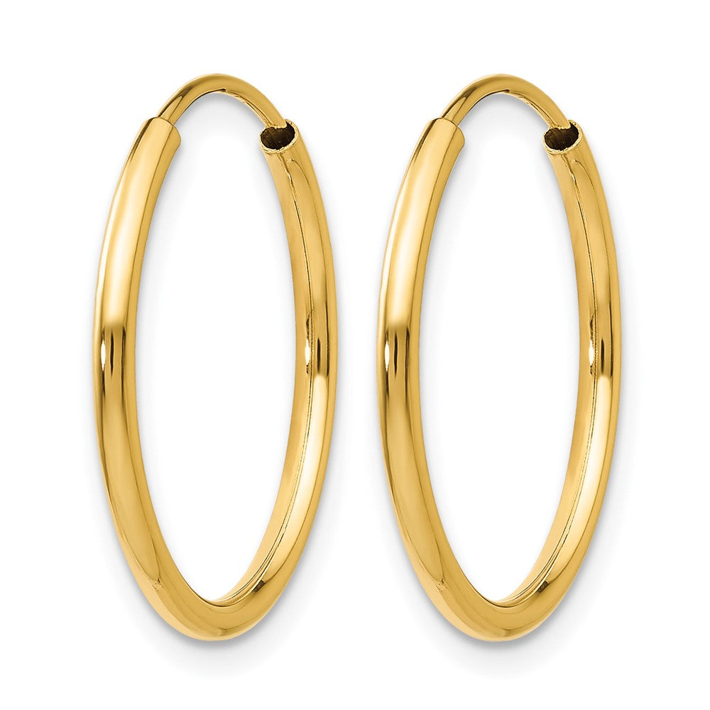 10K Yellow Gold 1.2mm Polished Round Endless Hoop Earrings