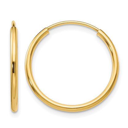 10K Yellow Gold 1.2mm Polished Round Endless Hoop Earrings