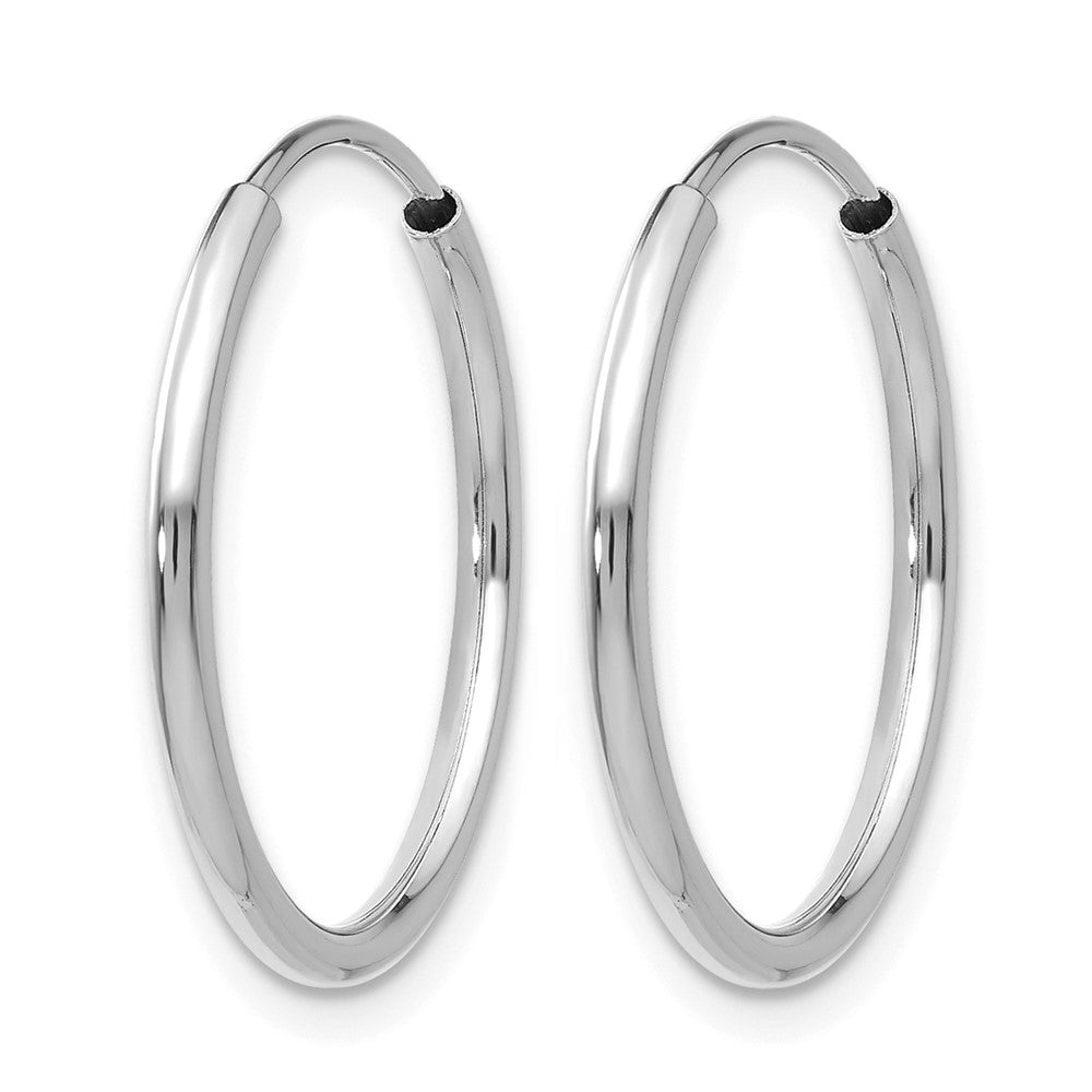 10K White Gold 1.2mm Polished Endless Hoop Earrings