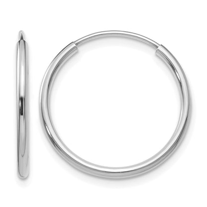 10K White Gold 1.2mm Polished Endless Hoop Earrings