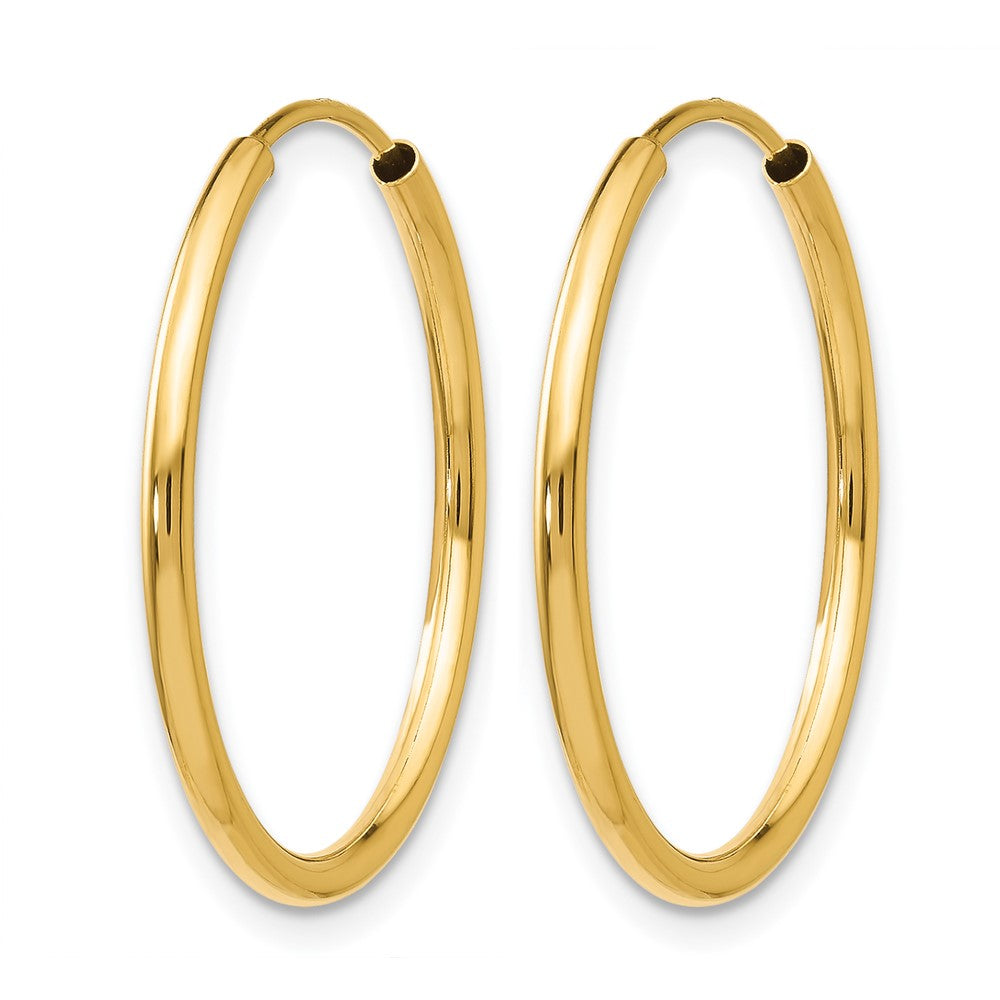 10K Yellow Gold 1.2mm Polished Round Endless Hoop Earrings