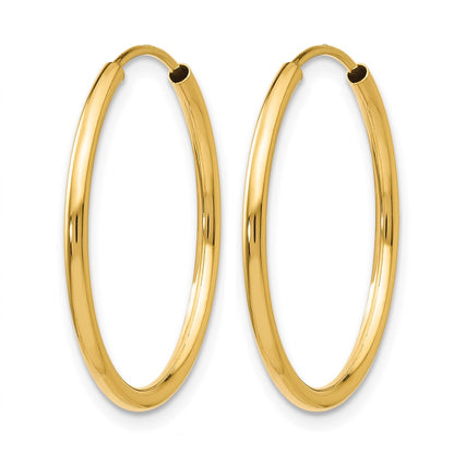 10K Yellow Gold 1.2mm Polished Round Endless Hoop Earrings