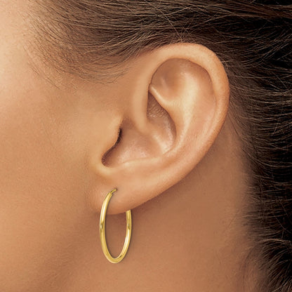 10K Yellow Gold 1.2mm Polished Round Endless Hoop Earrings