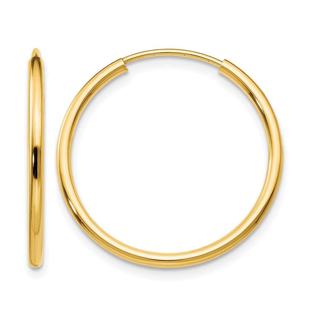 10K Yellow Gold 1.2mm Polished Round Endless Hoop Earrings