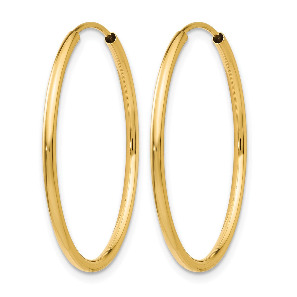 10K Yellow Gold 1.2mm Polished Round Endless Hoop Earrings