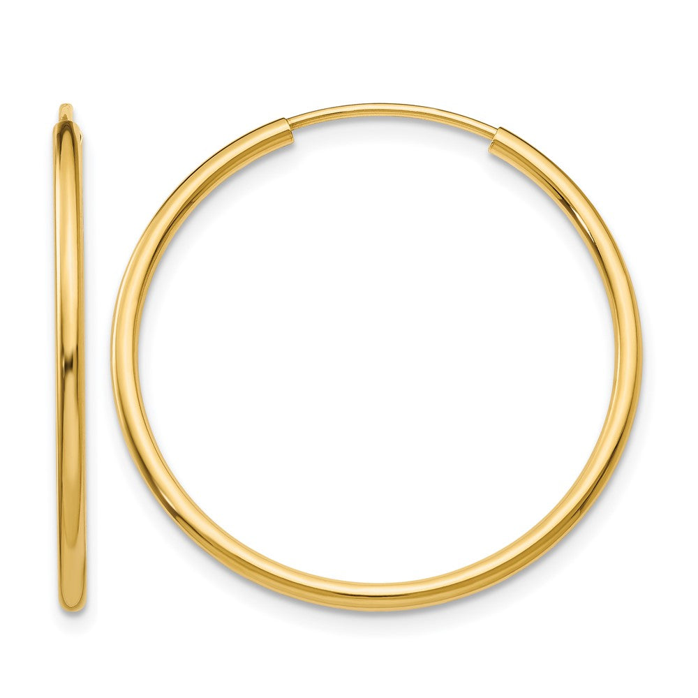 10K Yellow Gold 1.2mm Polished Round Endless Hoop Earrings