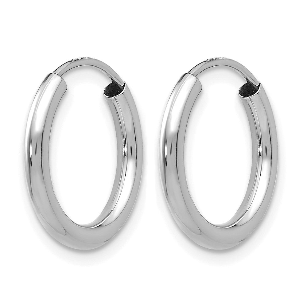 10K White Gold Polished Endless 2mm Hoop Earrings