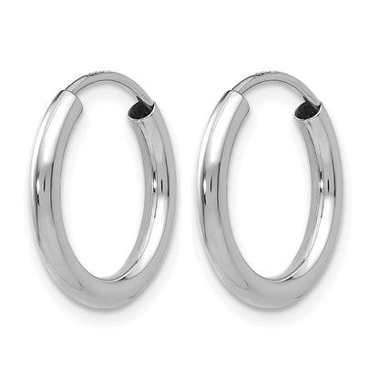 10K White Gold Polished Endless 2mm Hoop Earrings