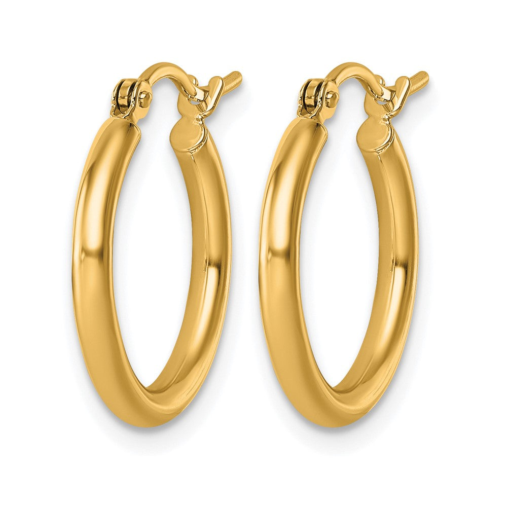 10K Yellow Gold Polished 2X17.5mm Lightweight Tube Hoop Earrings