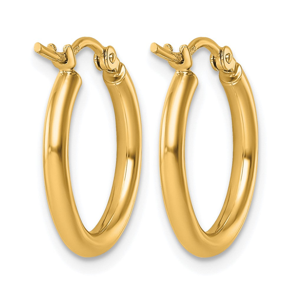 10K Yellow Gold Polished 2X17.5mm Lightweight Tube Hoop Earrings