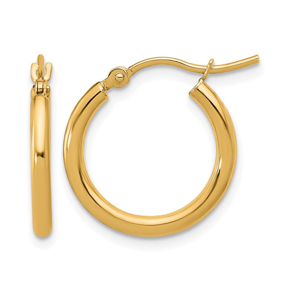 10K Yellow Gold Polished 2X17.5mm Lightweight Tube Hoop Earrings
