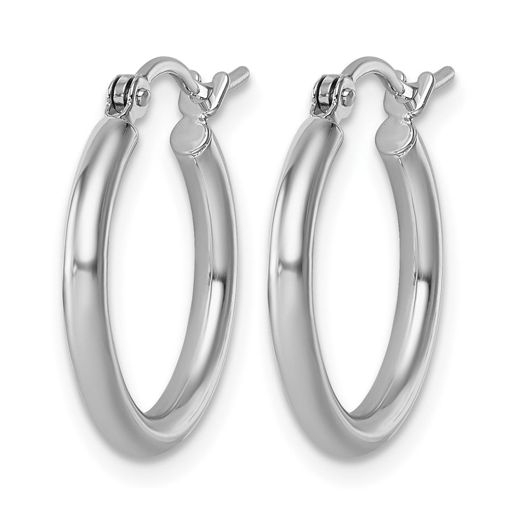 10K White Gold Polished 2X17.5mm Lightweight Tube Hoop Earrings