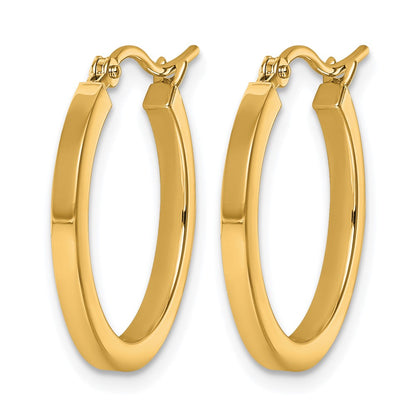 10K Yellow Gold 2mm Square Tube Hoop Earrings