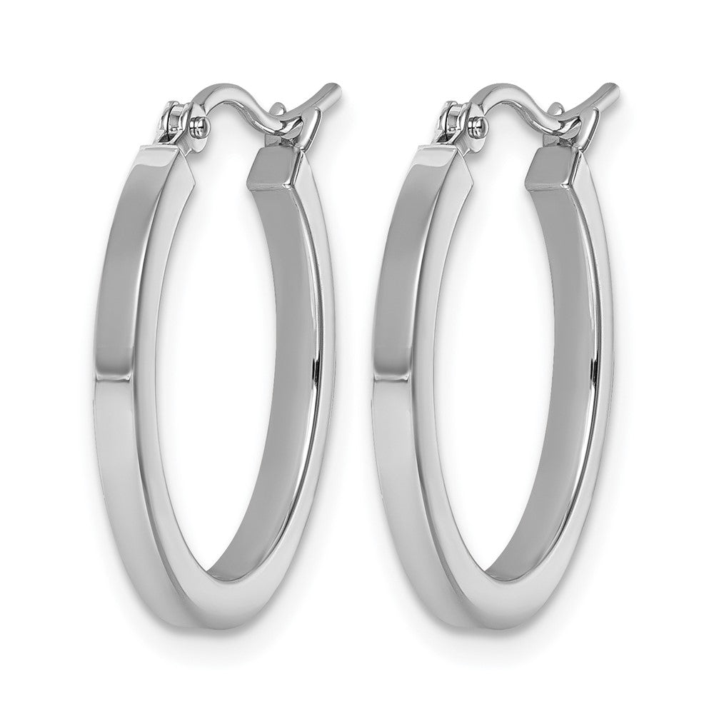 10K White Gold 2mm Square Tube Hoop Earrings