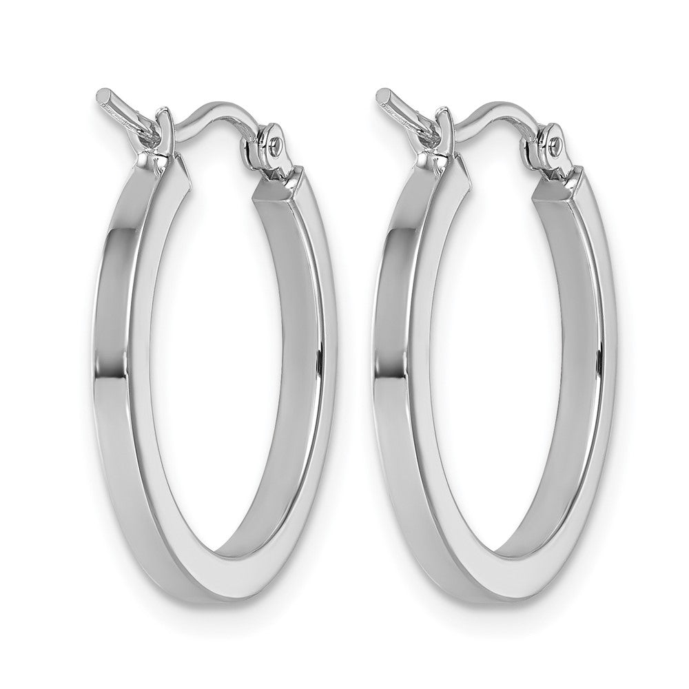10K White Gold 2mm Square Tube Hoop Earrings