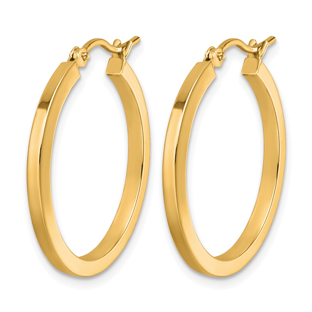 10K Yellow Gold 2mm Square Tube Hoop Earrings