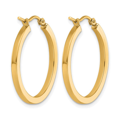 10K Yellow Gold 2mm Square Tube Hoop Earrings