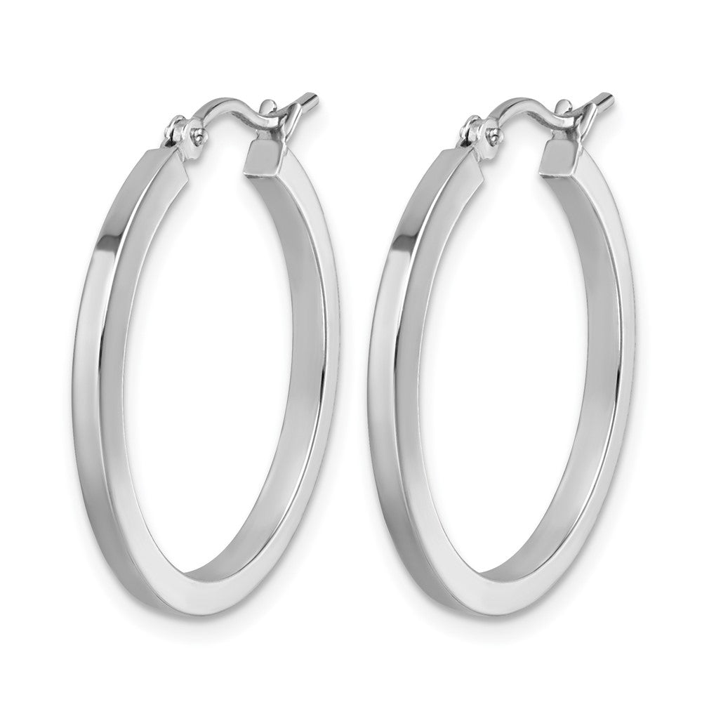 10K White Gold 2mm Square Tube Hoop Earrings