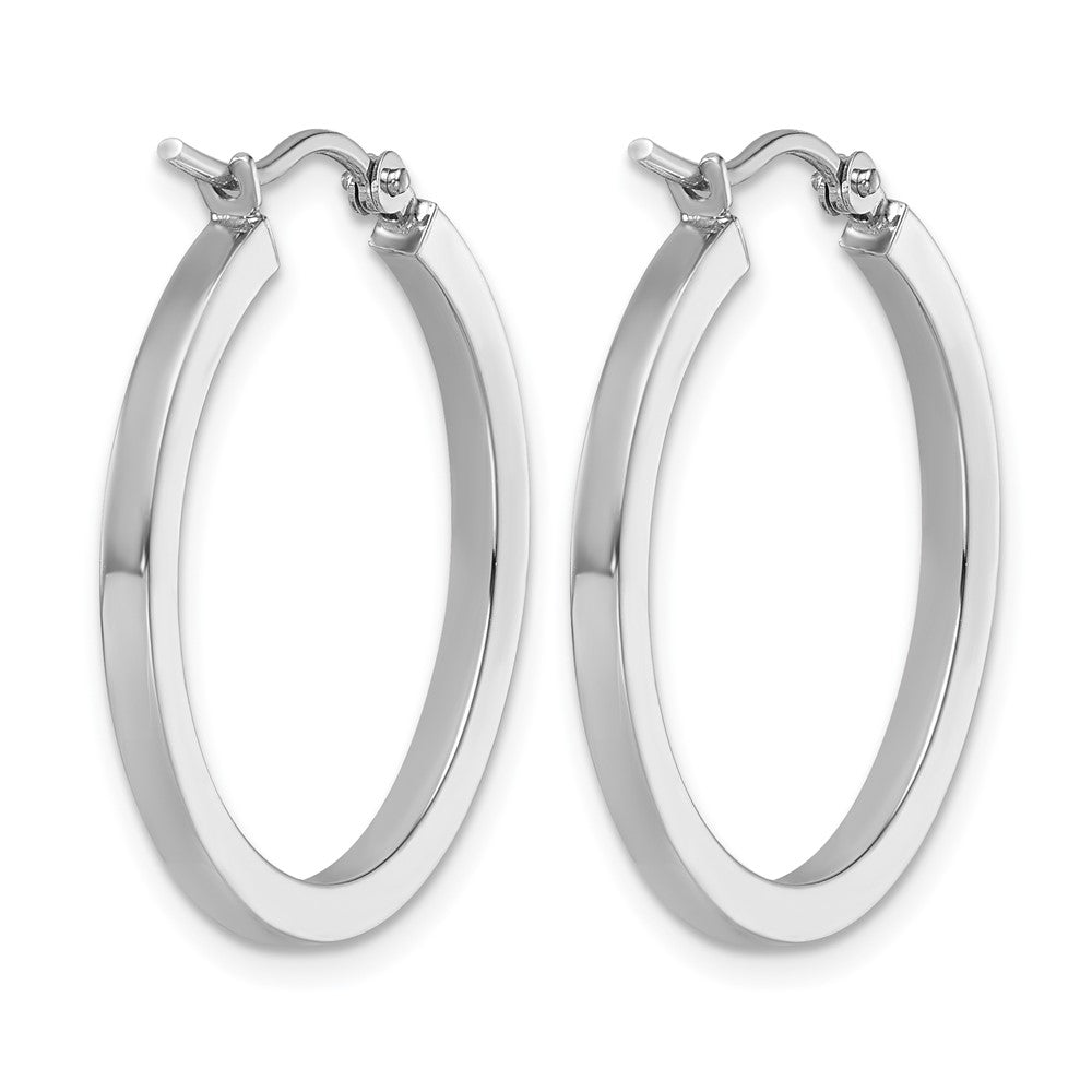 10K White Gold 2mm Square Tube Hoop Earrings