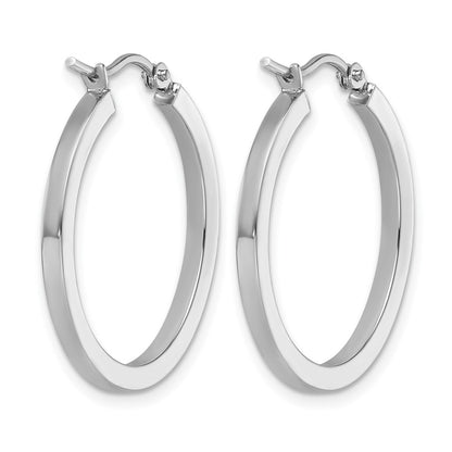 10K White Gold 2mm Square Tube Hoop Earrings