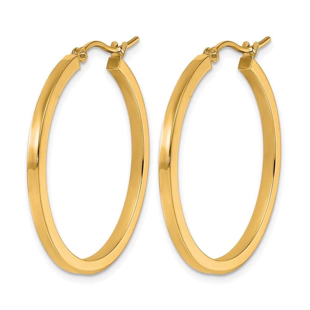 10K Yellow Gold 2mm Square Tube Hoop Earrings