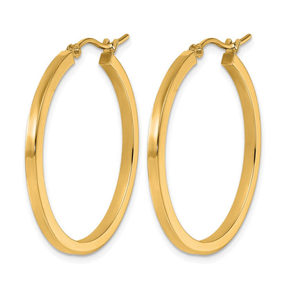10K Yellow Gold 2mm Square Tube Hoop Earrings