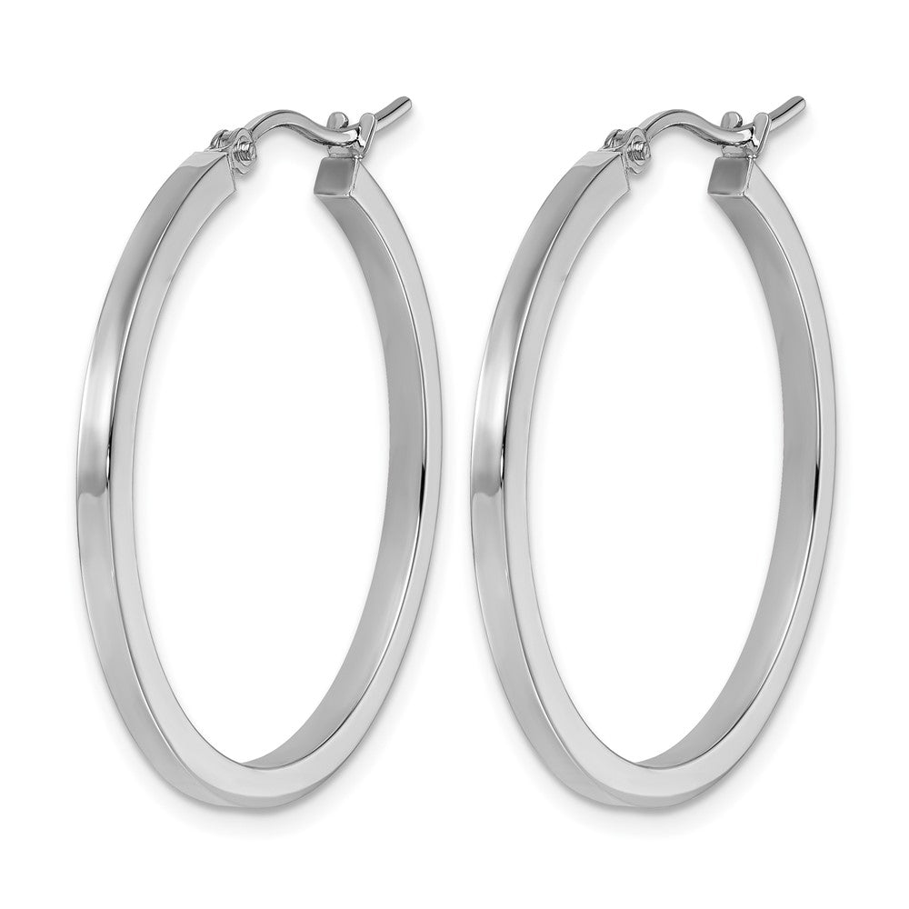 10K White Gold 2mm Square Tube Hoop Earrings
