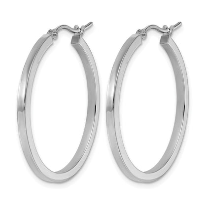 10K White Gold 2mm Square Tube Hoop Earrings