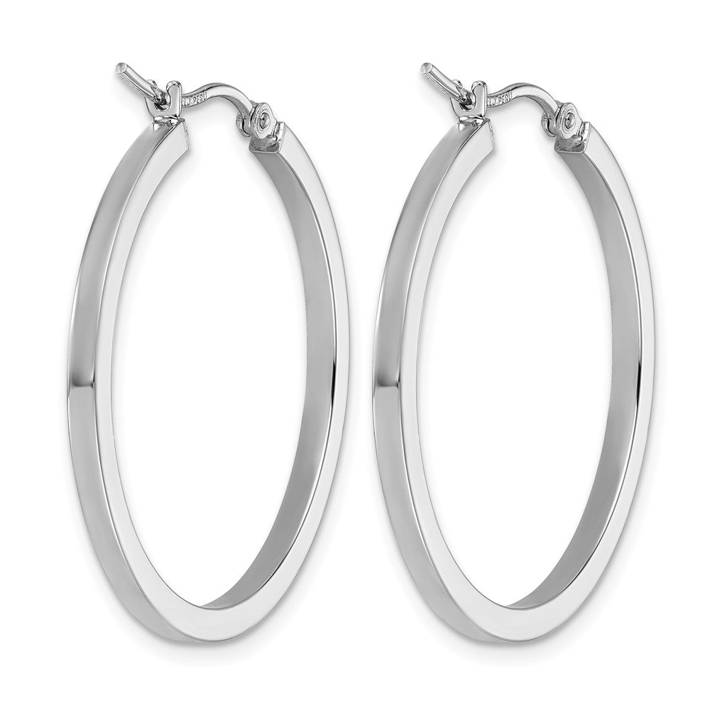 10K White Gold 2mm Square Tube Hoop Earrings