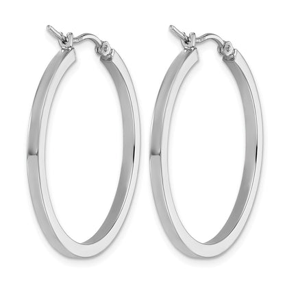 10K White Gold 2mm Square Tube Hoop Earrings