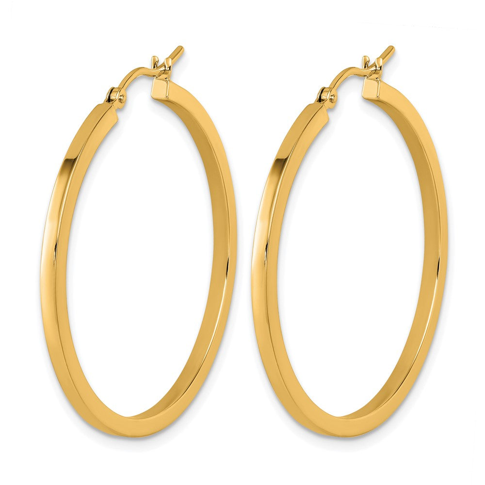 10K Yellow Gold 2mm Square Tube Hoop Earrings