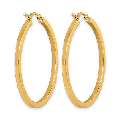 10K Yellow Gold 2mm Square Tube Hoop Earrings