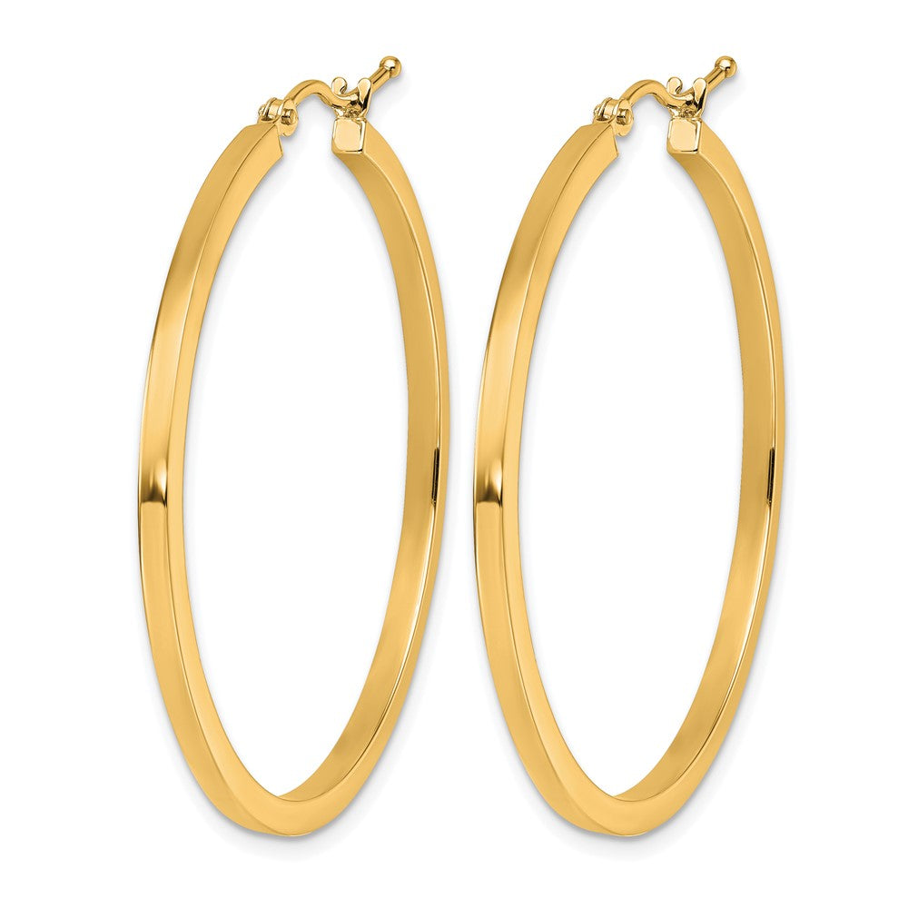 10K Yellow Gold 2mm Square Tube Hoop Earrings